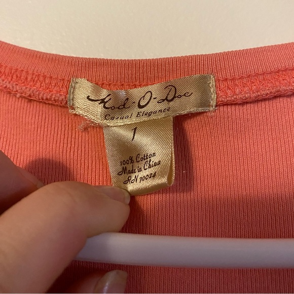 Mod O Doc 100% cotton tee 3 quarter length sleeves peach color - Picture 2 of 3